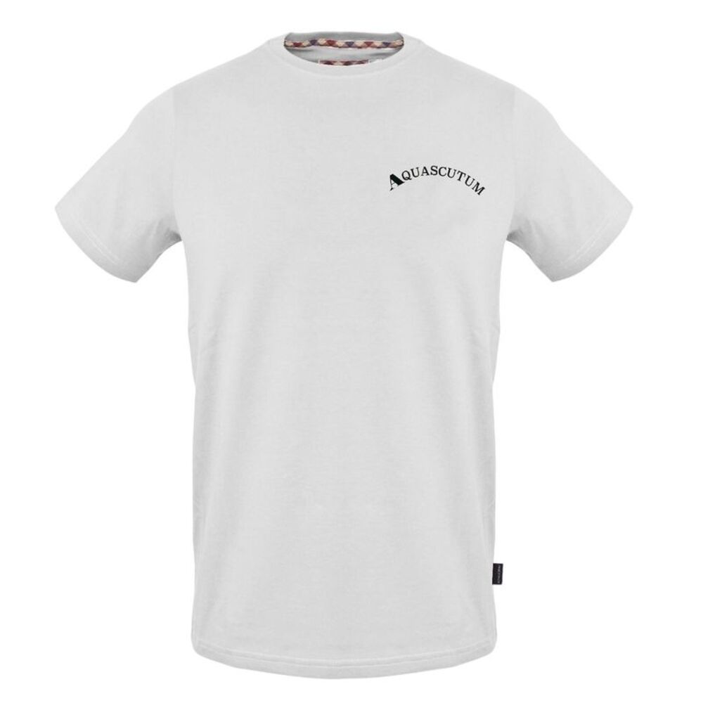 Aquascutum Mens Curved Logo Slim T-Shirt / White